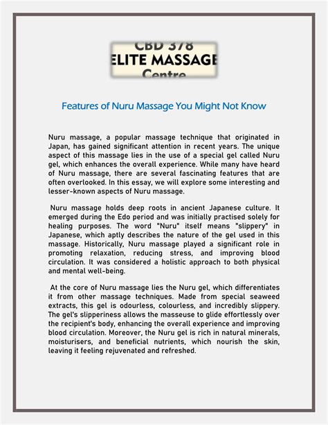 nuru message|Important Things to Know about Nuru Massage